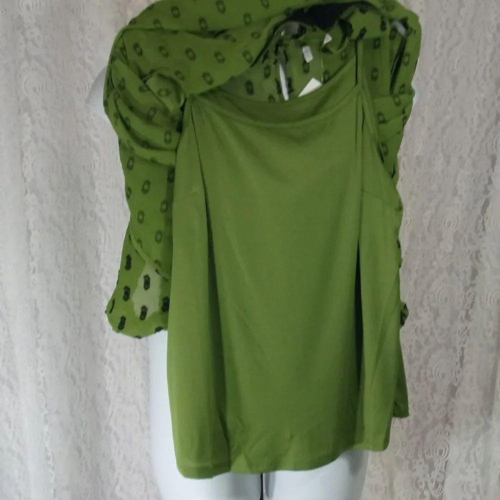 Green & Black 2 piece Blouse and Tank Set Size L  NWT - Picture 3 of 5